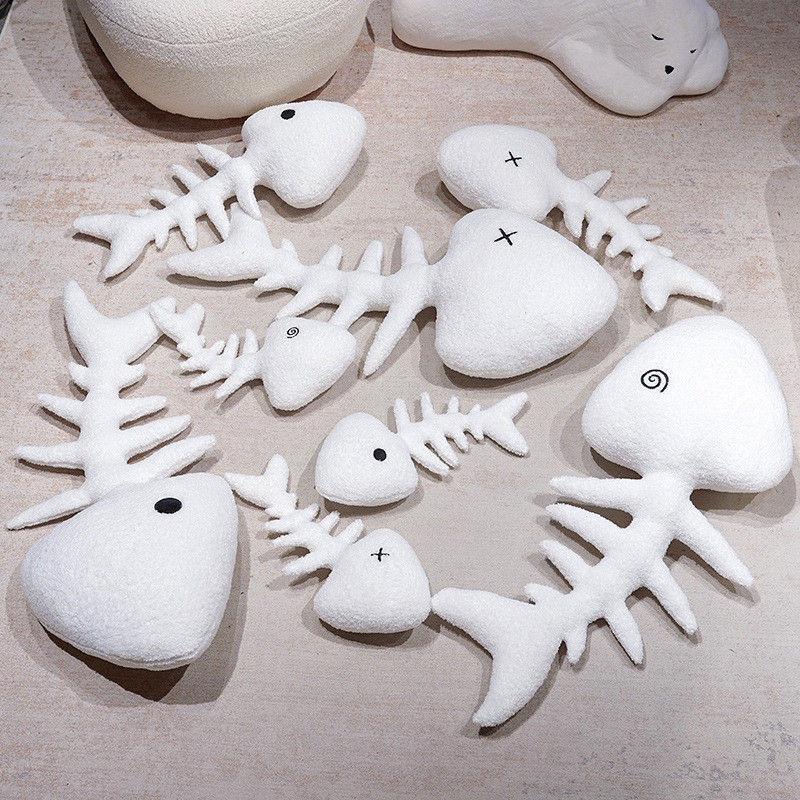 Creative Fish Bone Plush Toy Special-Shaped Pillow Sofa Decorative Cushion Girls Sleeping Bed Leg Hug Gift