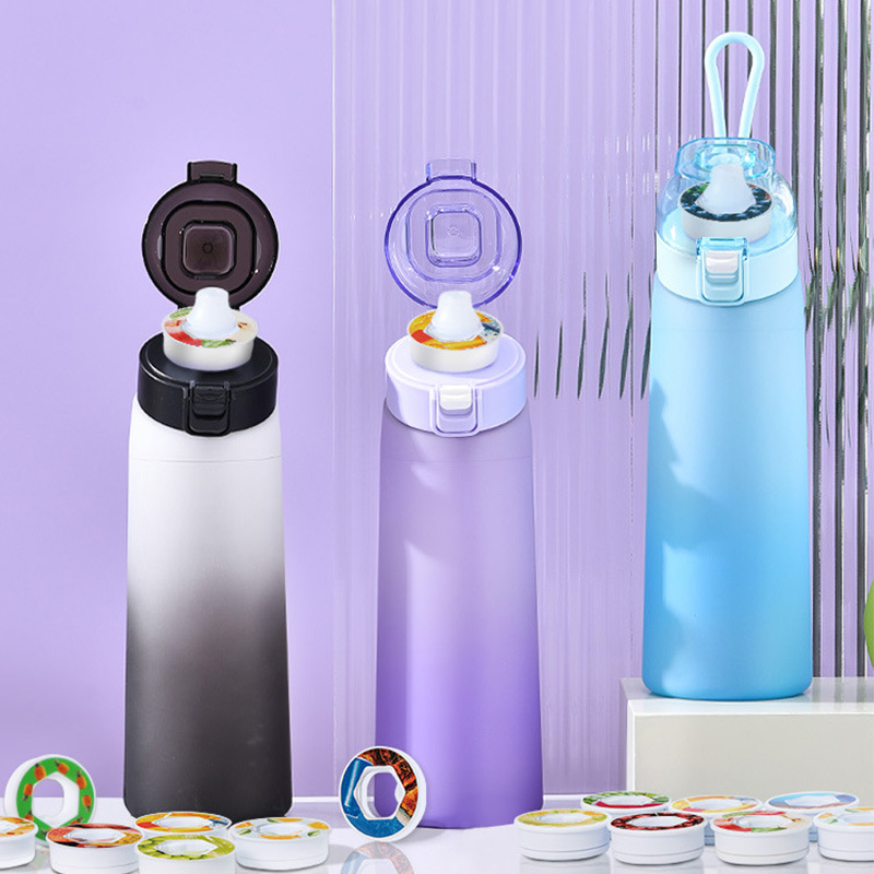 Tritan Duftbecher, lustige kreative Wasserflasche für Mädchen und Schülerinnen, Sport, Farbverlauf, Griff, Strohhalm_voghion.com