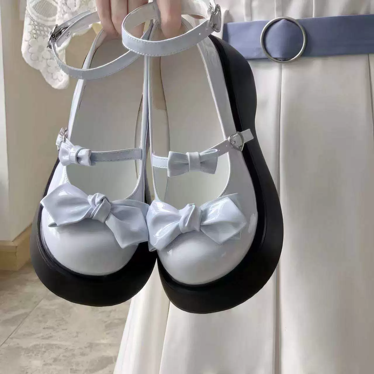 В наличии милые и стильные кожаные туфли Мэри Джейн в японском стиле, женские туфли JK на толстой подошве с широким носком, весна 2025, тонкие туфли на плоской подошве с бантом.