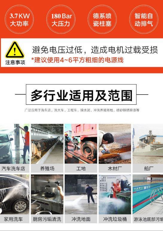 Shanghai Black Cat Weilin High-Pressure Car Washing Machine High-Power Commercial Cleaning Machine Industrial Sanitation Farm Car Wash Shop