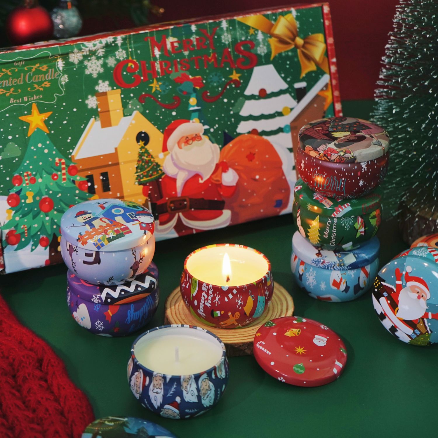 Navidad caja de regalo de vela de banano set romántico no humo perfume adornos regalo de mano vela doméstica de Navidad al por mayor