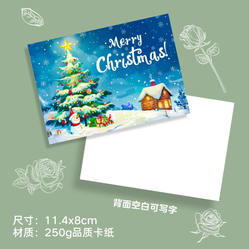 クロスボーダーAmazonクリスマスグリーティングカード手書き感謝祝福メッセージカードギフトデコレーション小さなカード英語版|undefined