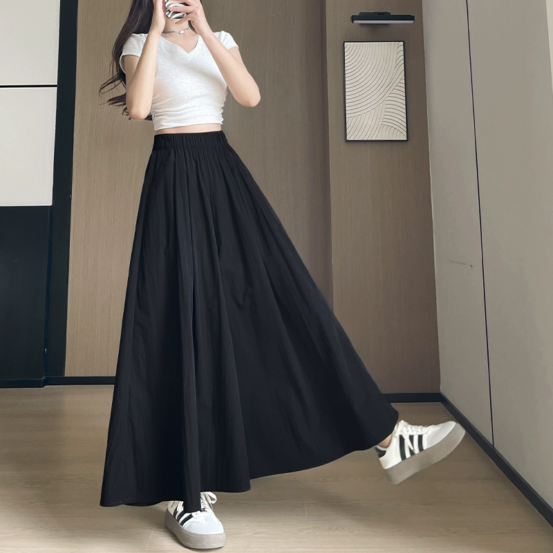 Черная юбка Yamamoto, женская летняя юбка 2025, новая юбка трапециевидной формы с высокой талией, длинная юбка, маленькая драпированная плиссированная юбка