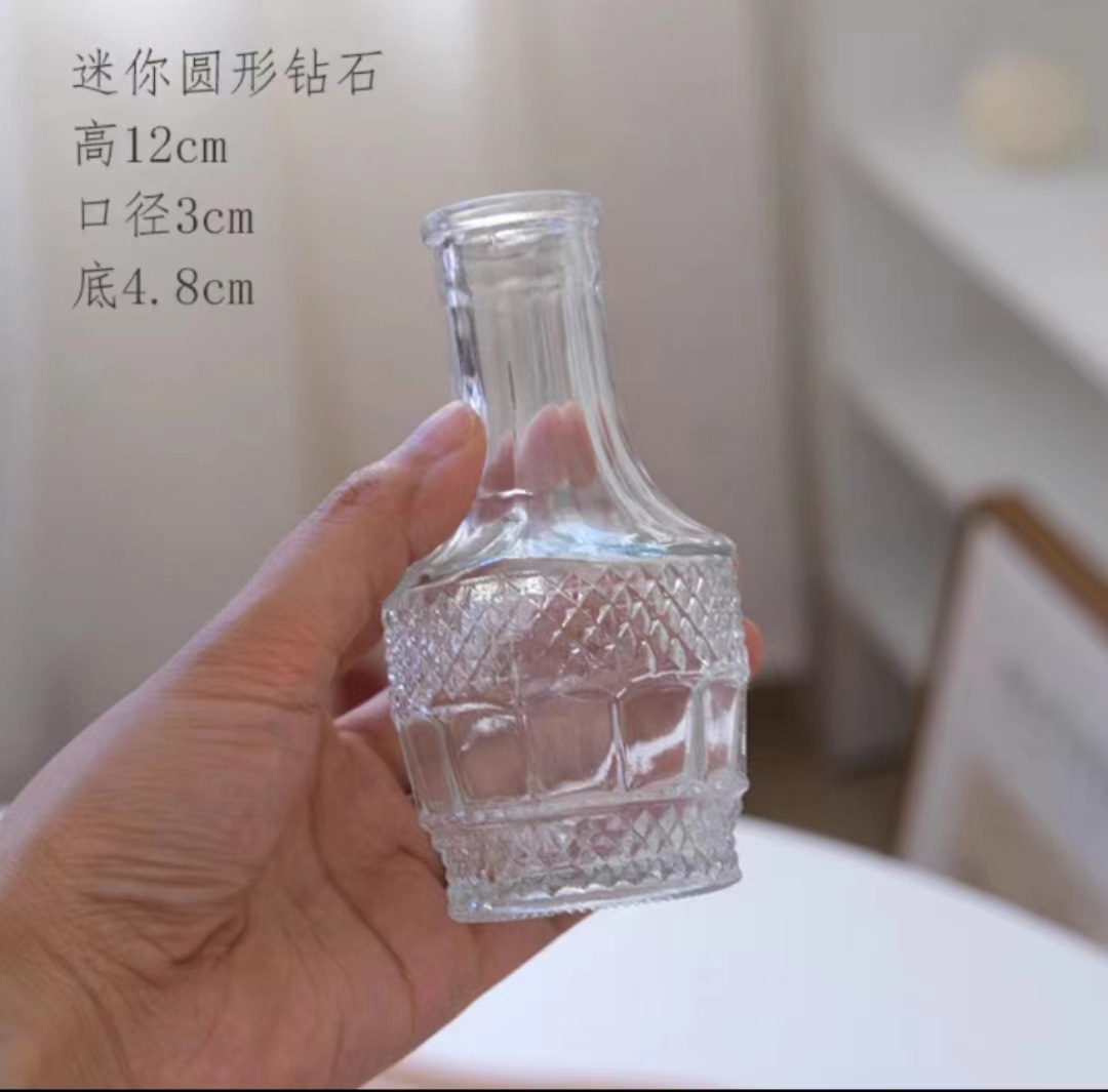 Retro repujado mini florero transparente hidropónico flor arreglo florero de cristal salón aromaterapia botella adornos Decoración