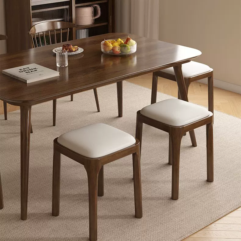 纯实木家用餐桌椅可叠放餐厅占地方的椅子小户型吃饭凳子