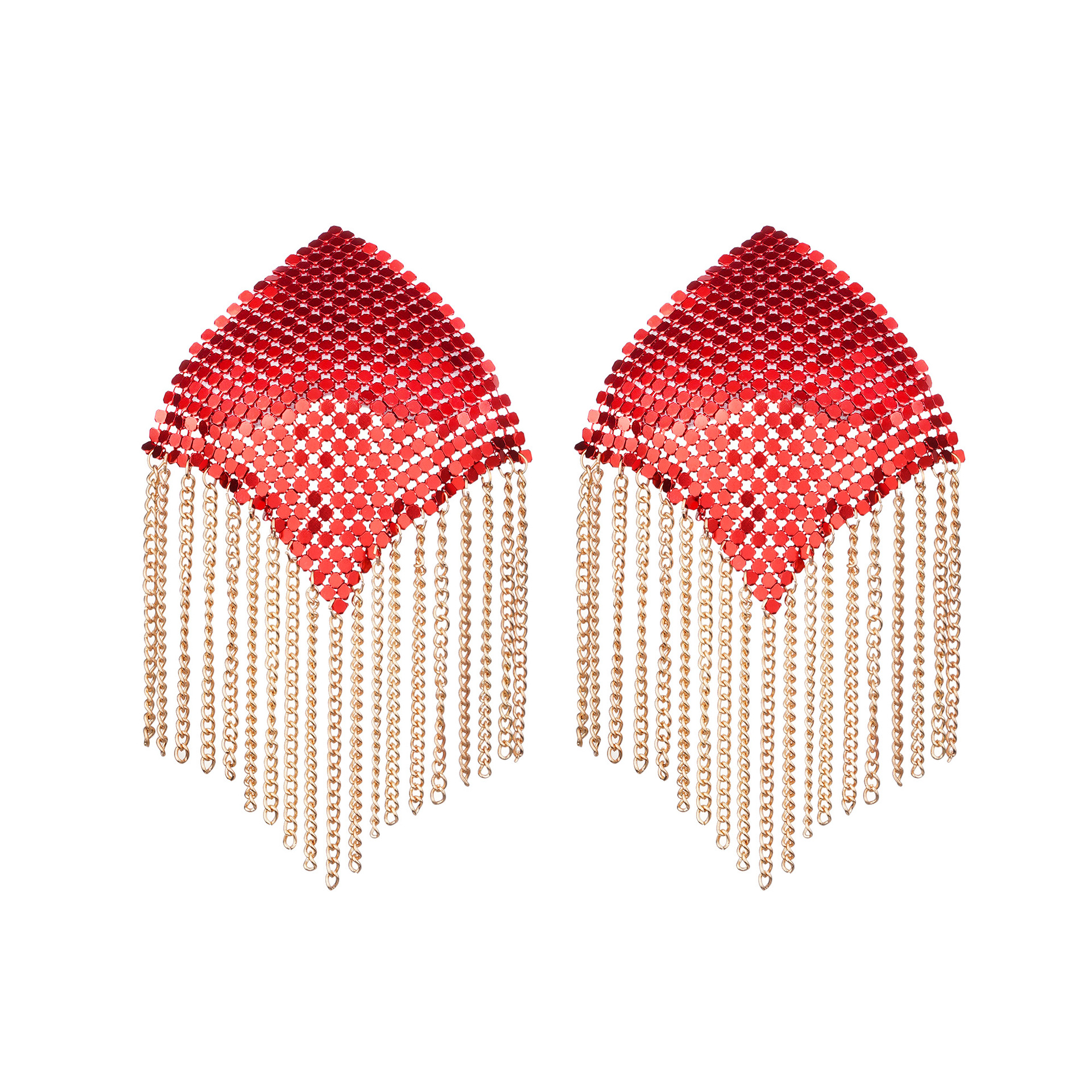Cadena corporal de estilo europeo y americano, moderna y a la moda, con borlas, parche metálico antiexposición para el pecho para vestidos, realce de busto discreto, cadena para pezones con pedrería.