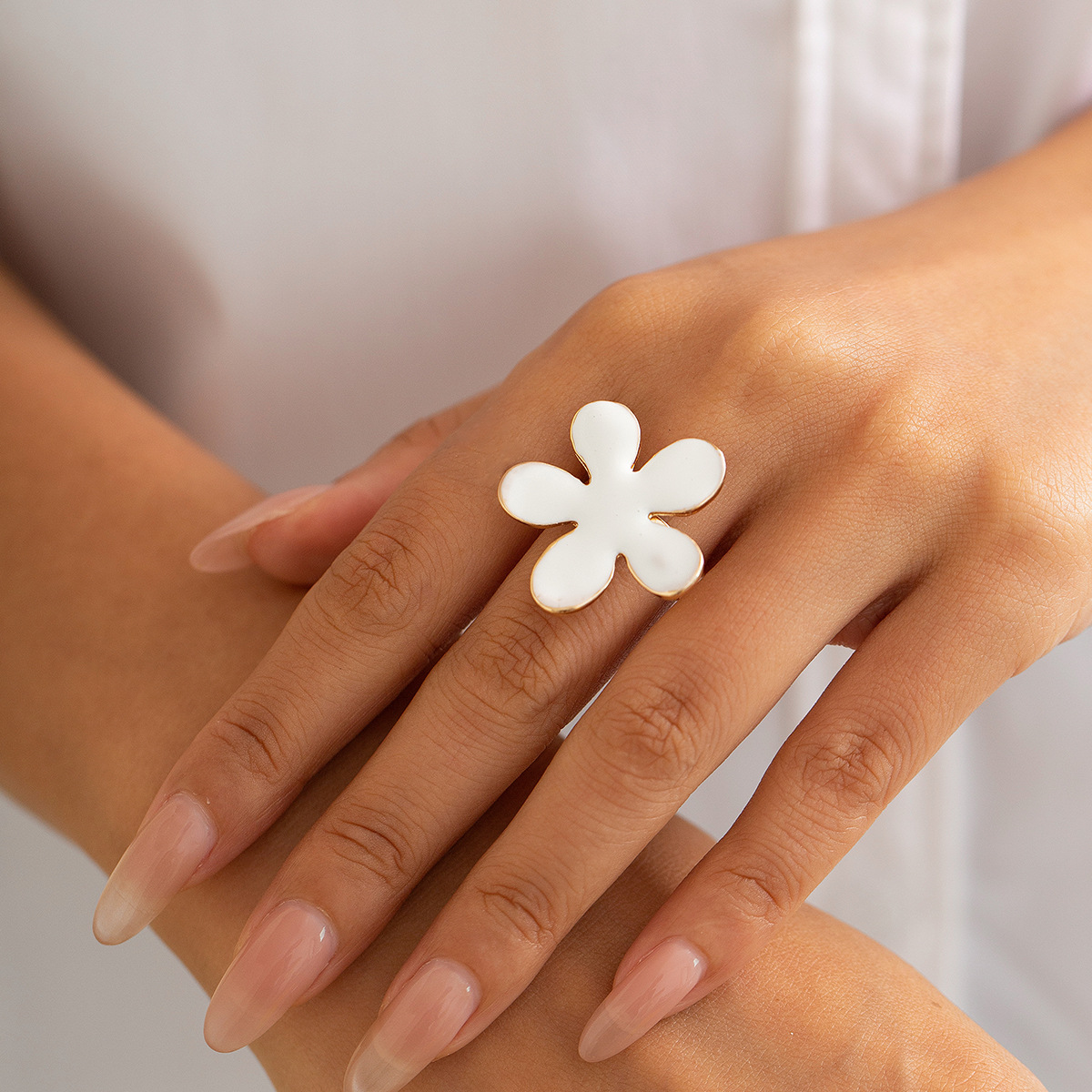 18g Weight Rings Classification Holiday, Party Occasion Iron Material Flower Pattern Women's Gender Enamel, Plating Design Exaggerated Style Exaggerated Flower Iron Enamel Plating Women's Rings 22