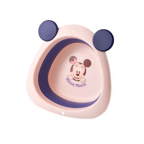 Strawberry bear folding basin household Mickey and Minnie cartoon children's baby washing face and feet washing butt pp basin