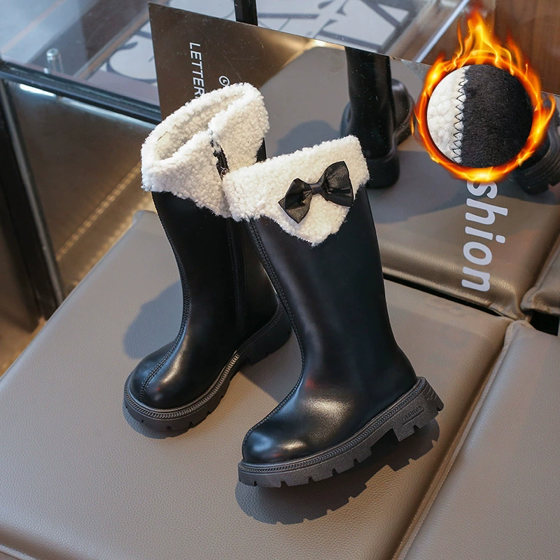 Сапоги для девочек 2024 новые осенние и зимние корейские кожаные сапоги