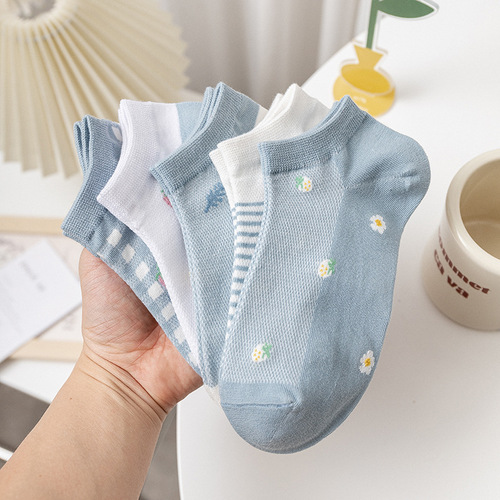 Boat socks for women wholesale shallow non-slip summer thin mesh women's socks strawberry socks sweat-absorbent breathable women's socks