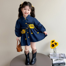 女童风衣春秋2025新款儿童洋气秋季中长款女宝宝时髦秋装牛仔外套