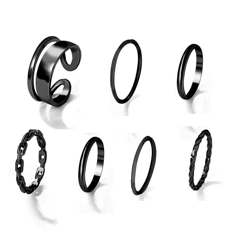 Ring multi-joint set, European style, metal adjustable stackable rings, assorted designs