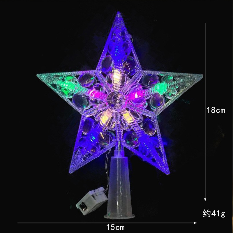 Nuevo árbol de Navidad LED decoración de estrella de luz transparente caja de baterías de color cálido cable de cobre con lámpara de estrella pentagonal transfronteriza