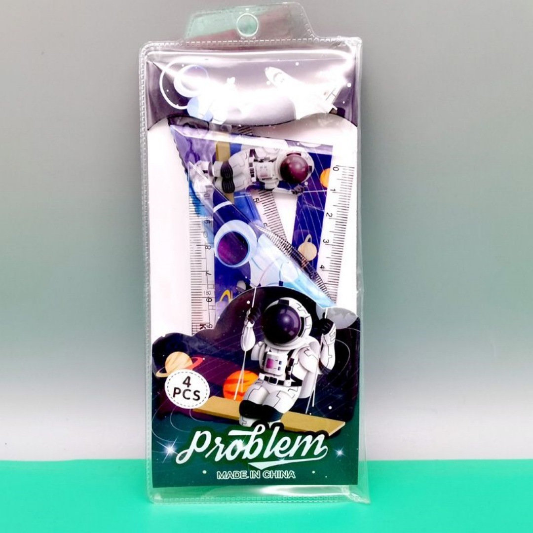 Explosión K-POP caza de brujas de cuatro piezas juego de reglas rojas en línea de alto valor de papelería multifuncional juego de reglas de estudiantes