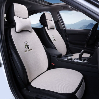 Four Seasons Pad: Winter, Special Seat Cushion for Small Cars - off-white-driver-and-passenger-seats-plus-two-neck-pillows-default-item