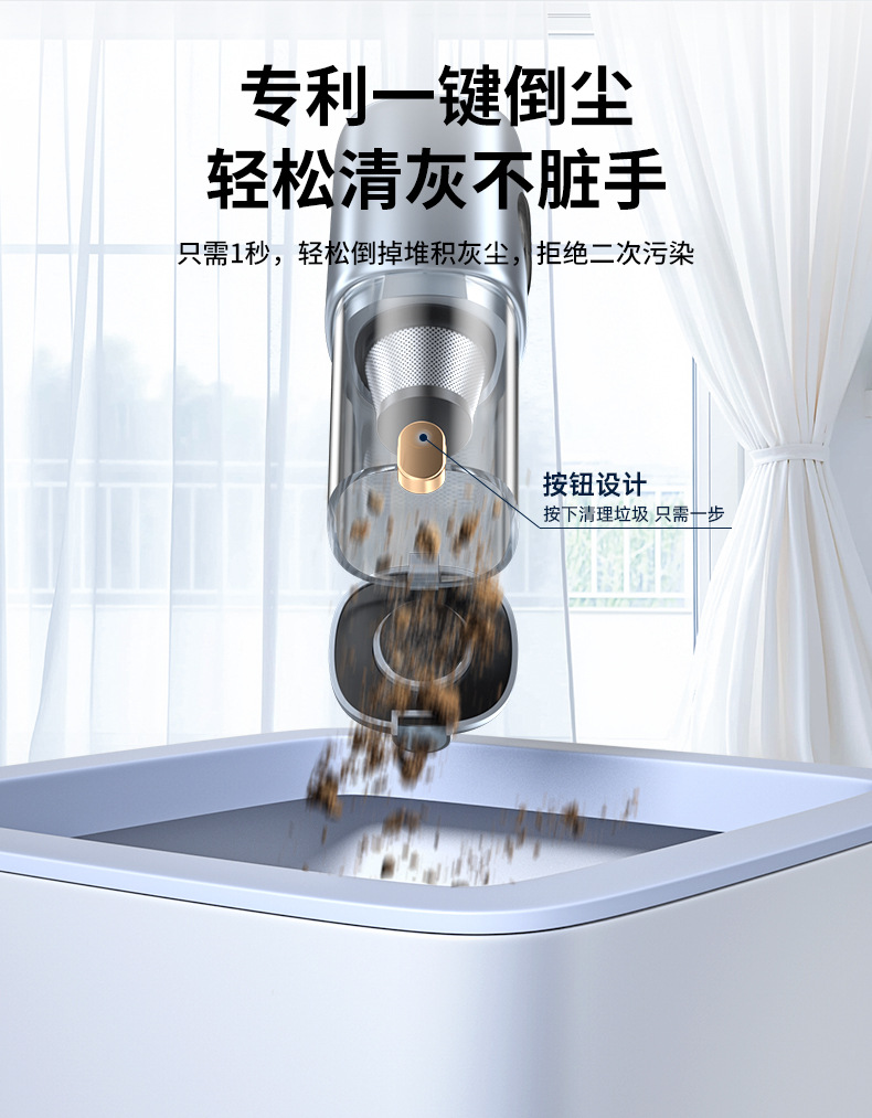 Wireless Car Vacuum Cleaner Digital Display Household Small Portable Lithium Battery Five-In-One Powerful Suction Handheld Hair Suction Device