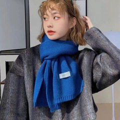 インターネット有名人イン無地ウールニットスカーフ女性の秋と冬の新しい多用途学生カップル暖かい小さなスカーフ卸売