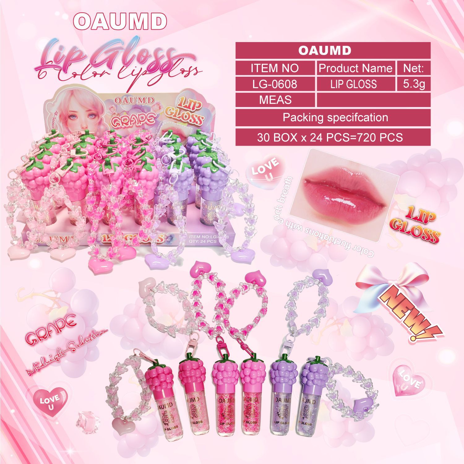 OAUMD comercio exterior transfronterizo nuevo esmalte labial hidratante perdurable colgante de dibujos animados manzana fruta lipstick cambio