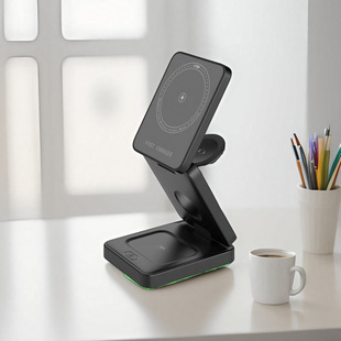 Cross-border three-in-one wireless charger folding magnetic fast charging 15W for magsafe Apple wireless charging bracket