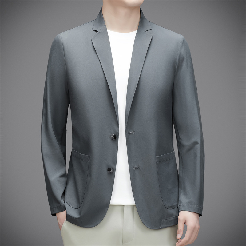 Ice Silk Suit Men's Summer Ultra-thin Elastic Casual Single Western Business Men's Slim-fit Quick-drying Lightweight Suit Jacket Ice Silk Suit Men's Summer Ultra-thin Elastic Casual Single Western Business Men's Slim-fit Quick-drying Lightweight Suit Jacket