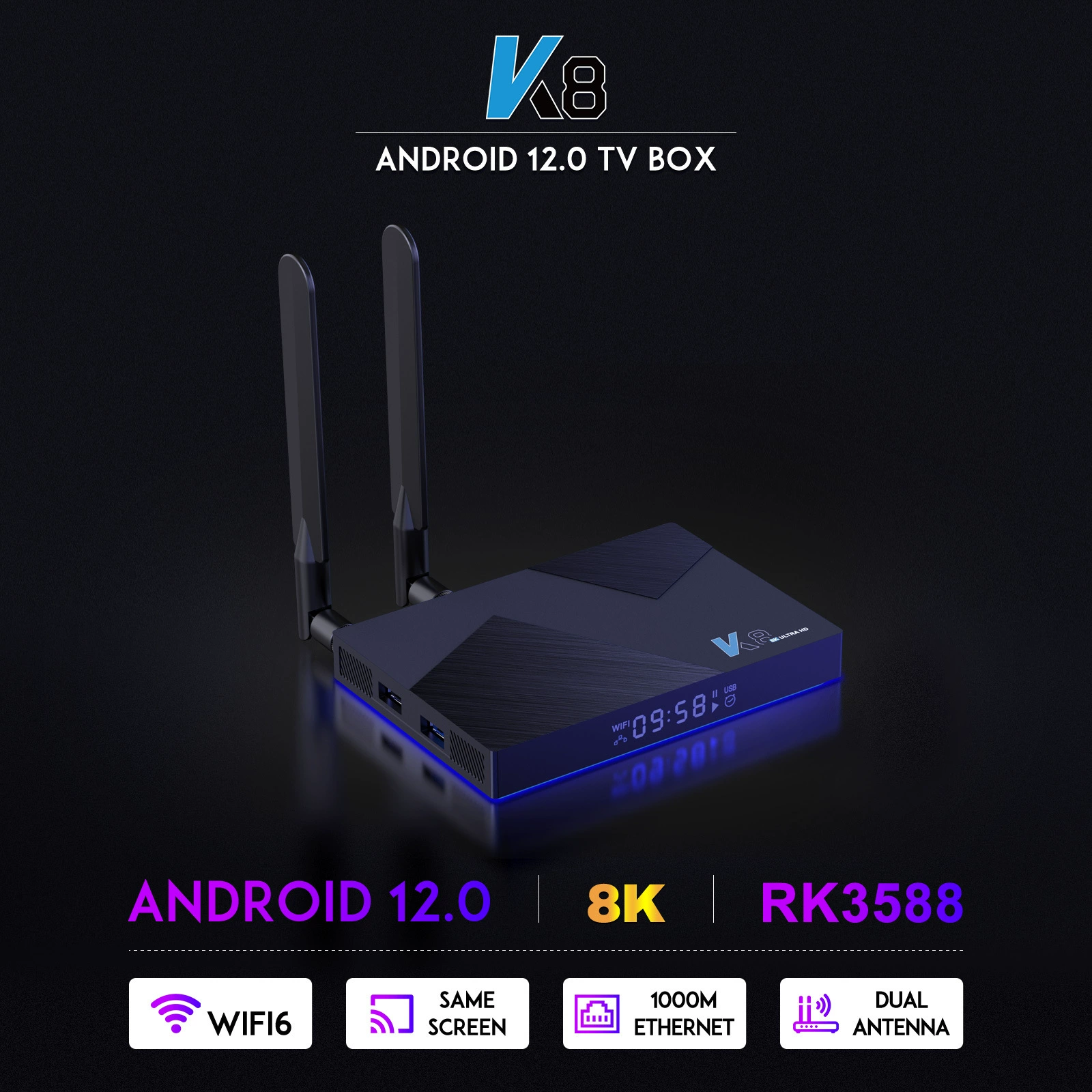 RK3588 высокоскоростной сетевой топ-бокс Android 12 гигабитный 8K2.4G/5G двойной WIFI6 Bluetooth tv бокс