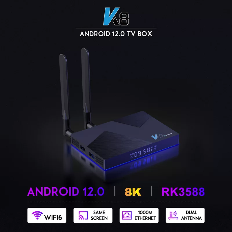 RK3588 высокоскоростной сетевой топ-бокс Android 12 гигабитный 8K2.4G/5G двойной WIFI6 Bluetooth tv бокс