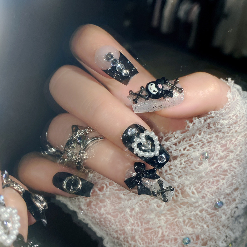 Handmade Manicure Wearing Nail Pieces Fake Nail Stickers Cartoon Dark Dark Cute Fake Nail Finished Nail Patch U43