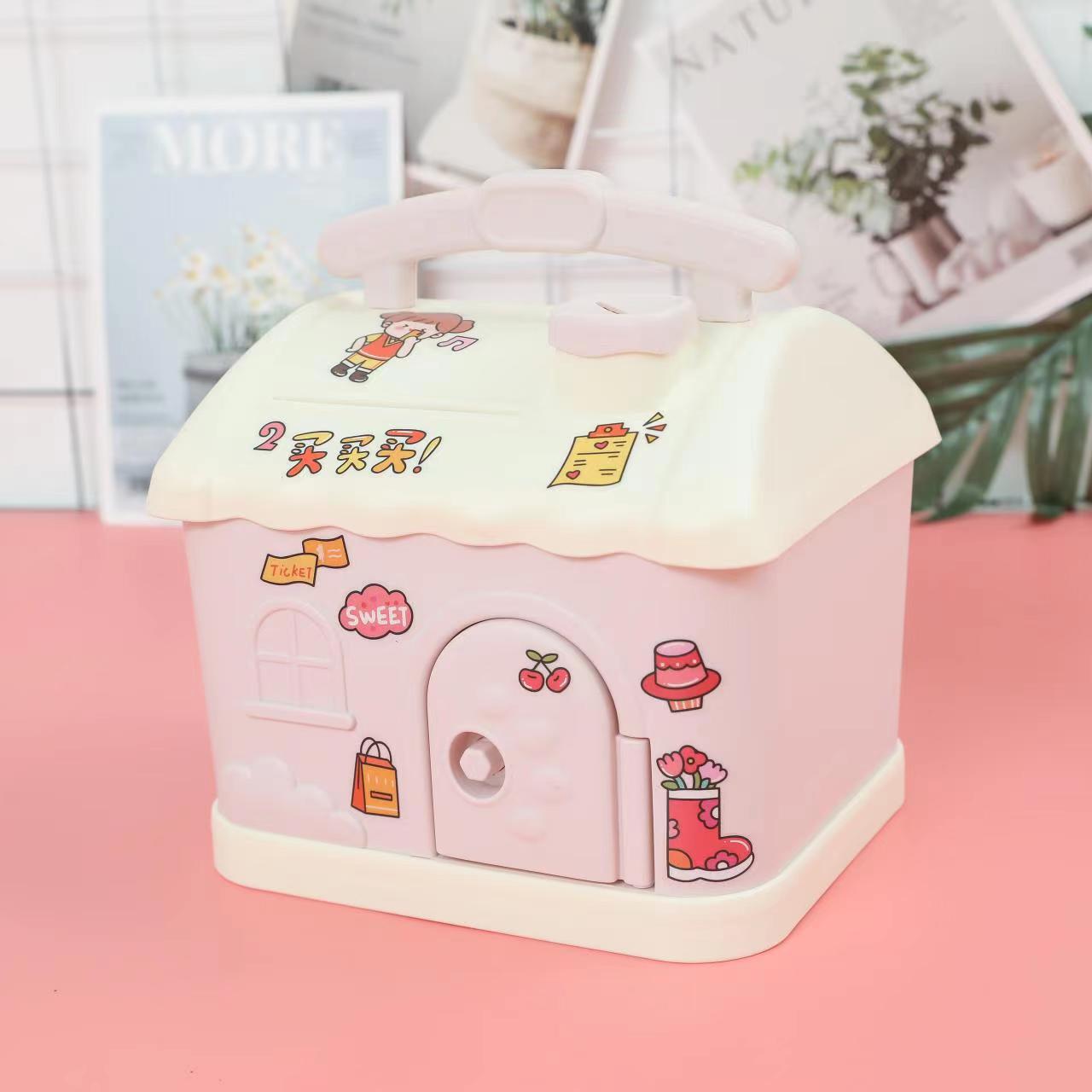 卡通可愛兒童女生生日禮品存錢罐趣味幼兒園塑料收納盒禮品儲蓄罐