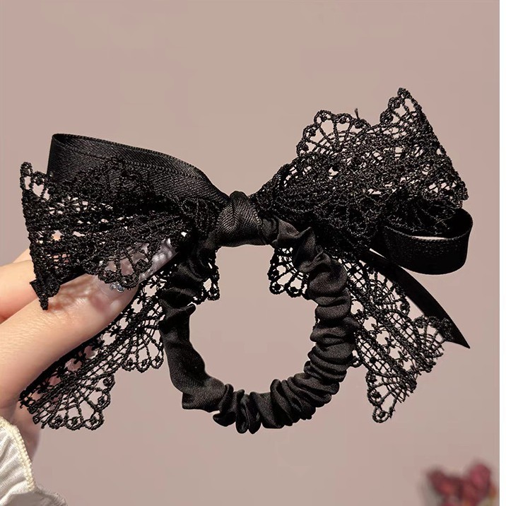 Elegante papillon in pizzo nero per donna, nuovo accessorio per capelli in stile francese, leggero e lussuoso._voghion.com