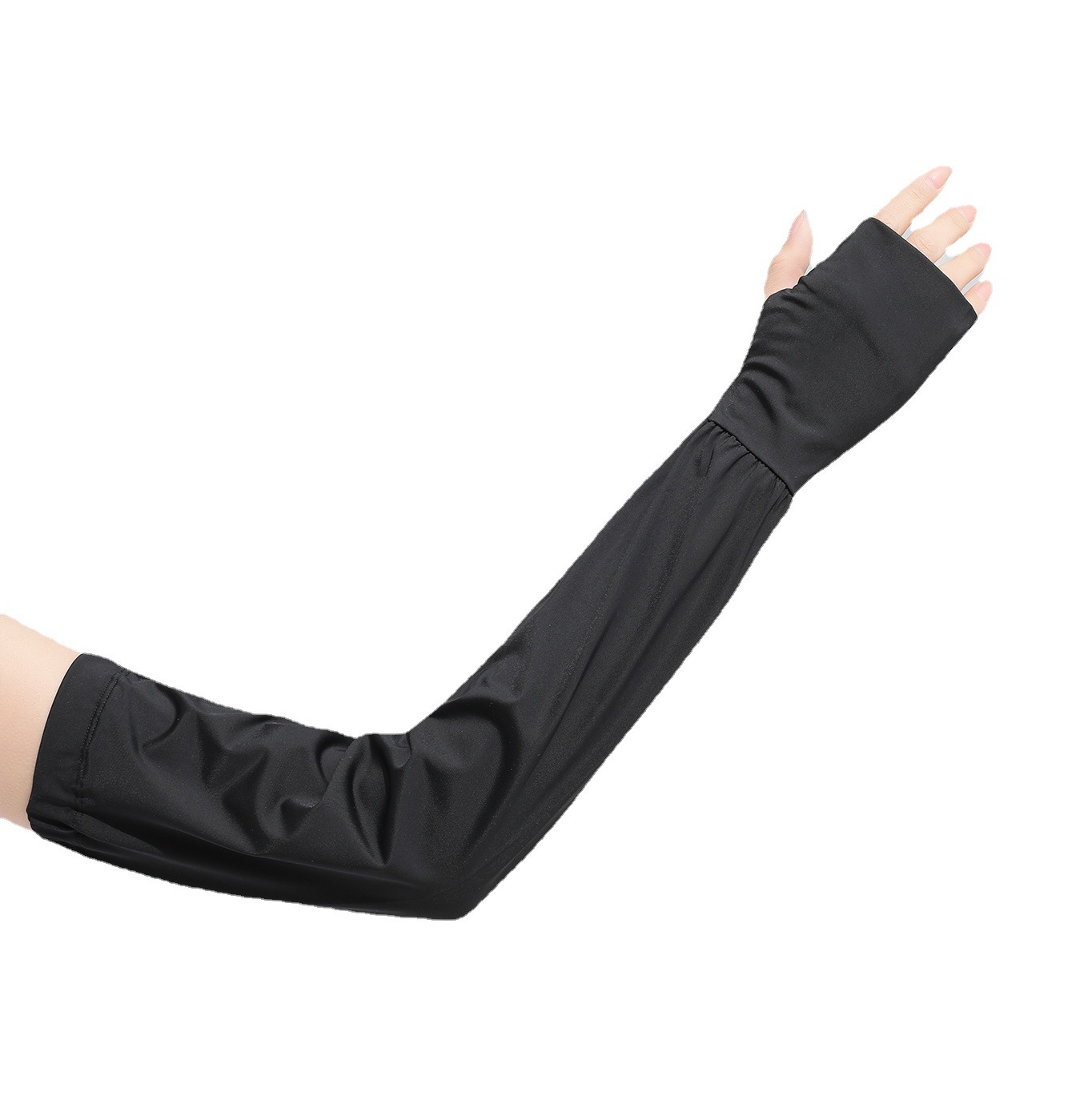 Protector solar Mangas de hielo Guantes de verano con fugas de dedo Protector de brazo de seda de hielo más largo para deportes de ciclismo al aire libre Protector solar Mangas de hielo