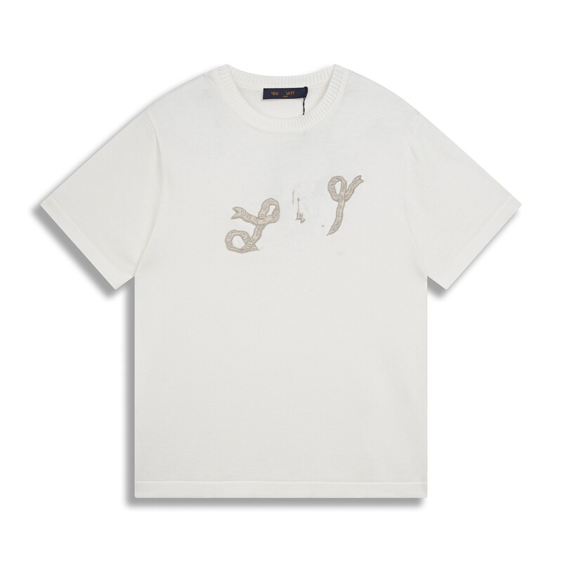 クロスボーダー ロバニット Tシャツ 2025 新しい市松模様の文字ジャカード カジュアル ルーズ 男女兼用 カップル 半袖|undefined