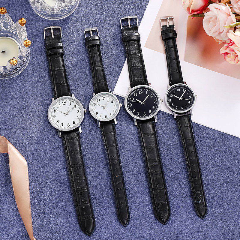 New couple small round watch simple casual watch male and female students quartz watch gift _voghion.com