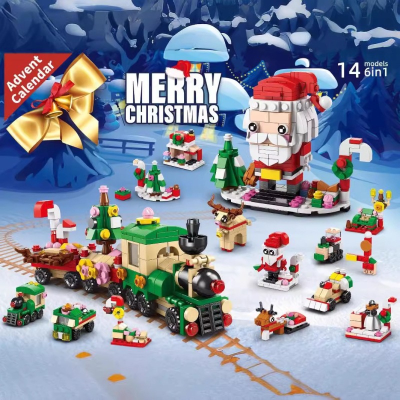 Lele Brothers 8972 Christmas Blind Box Poke Dongdong Le Regalos transfronterizos para niños Montar bloques de construcción Modelo de juguete