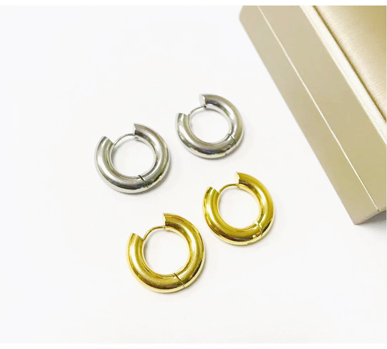 1 Pair Simple Style Solid Color Plating Stainless Steel Gold Plated Earrings display picture 1