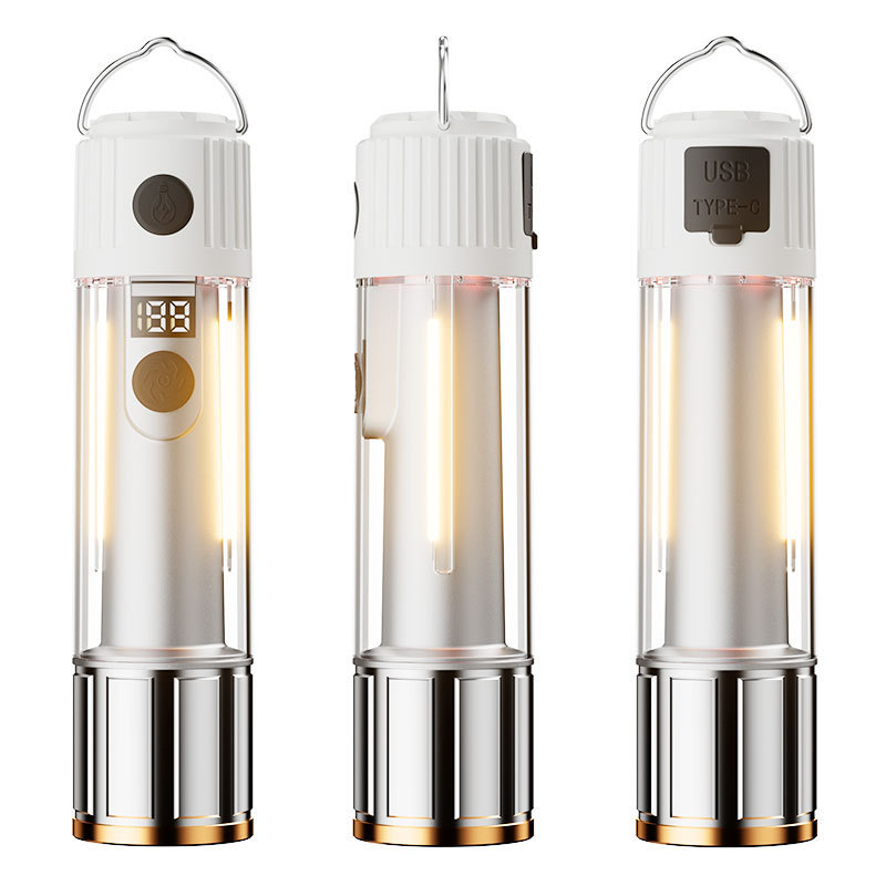 Nueva linterna de luz fuerte carga larga duración doble fuente de luz al aire libre alta luz portátil linterna de campamento doméstica