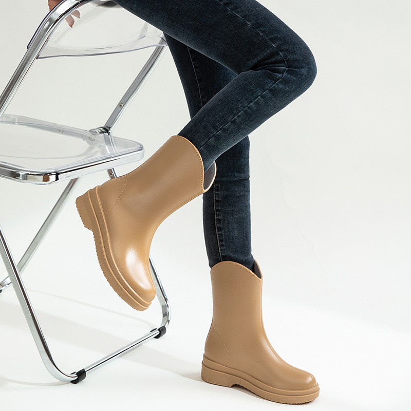 Botas de Lluvia para Mujer Augu Shiden, Primavera 2026, Nuevo Estilo Simple y Práctico, Botas de Agua de Caña Alta, Zapatos de Goma para Exteriores