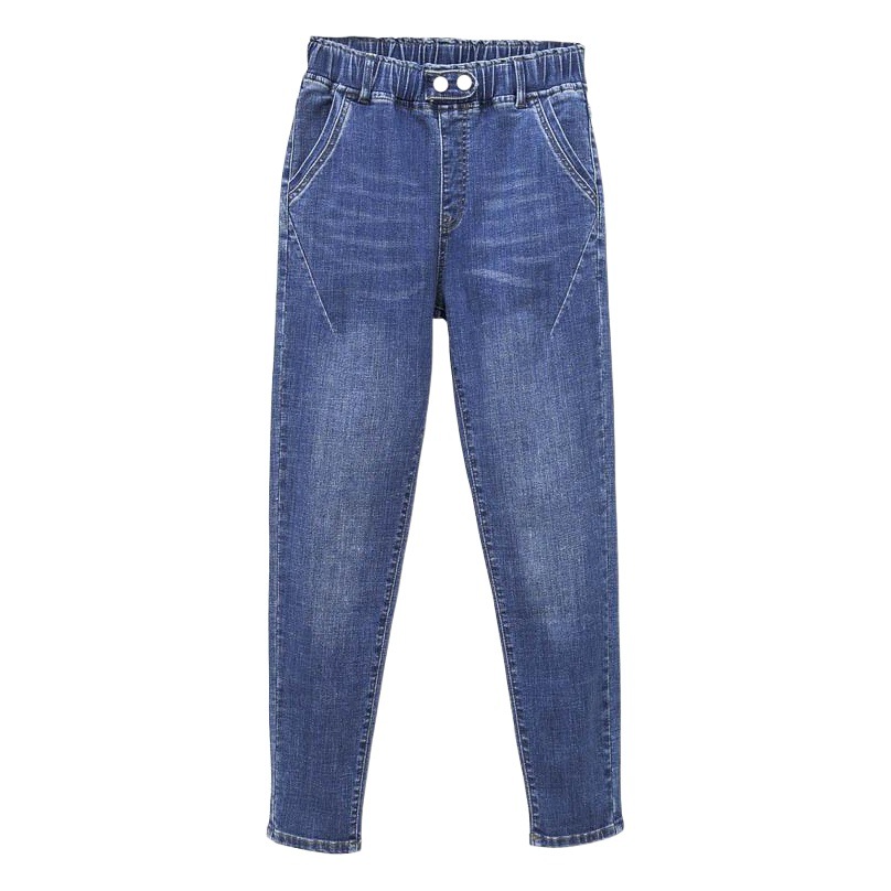 New Plus Size Elastic Jeans Women's Elastic High Waist Harlan Pants 200 Jin Fat mm Loose Slim Pants