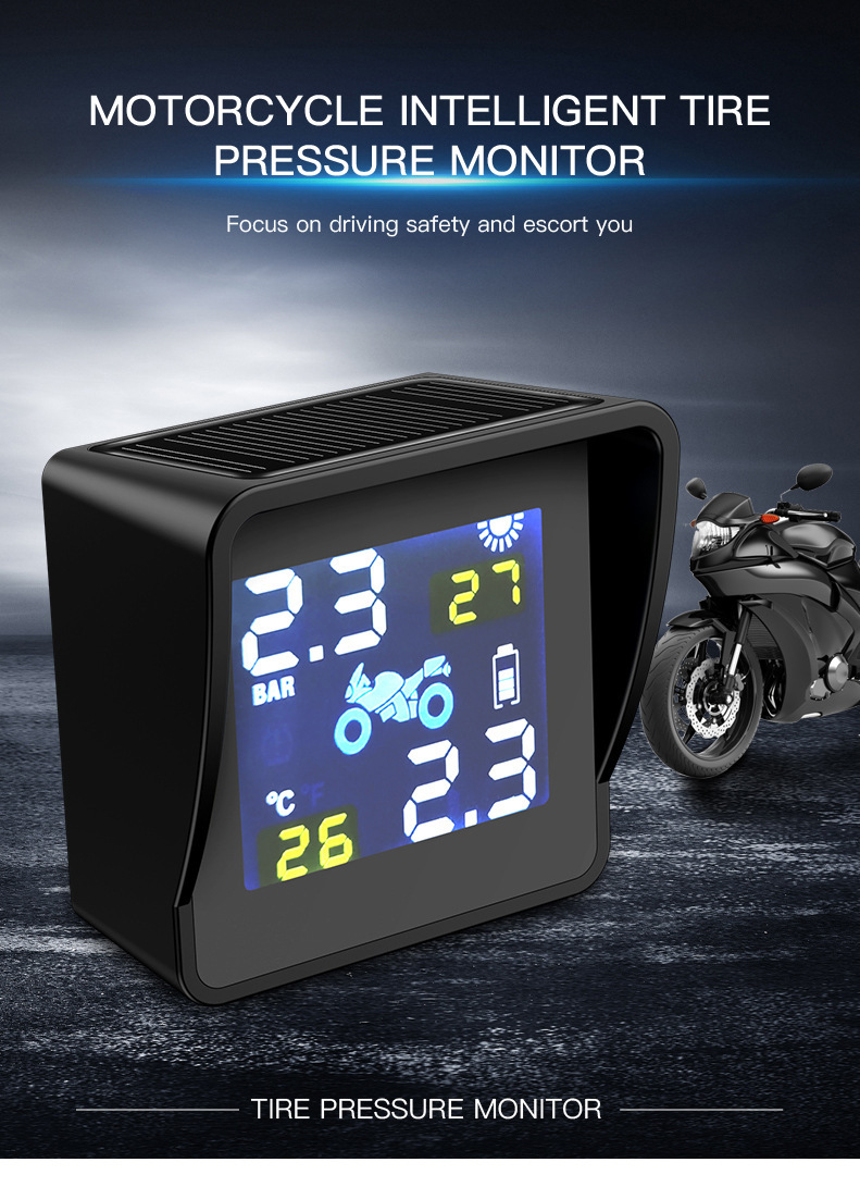 Cross-Border External Two-Wheel Motorcycle Wireless Tire Pressure Monitoring System Tpms High-Precision Tire Pressure Bluetooth with Screen Display