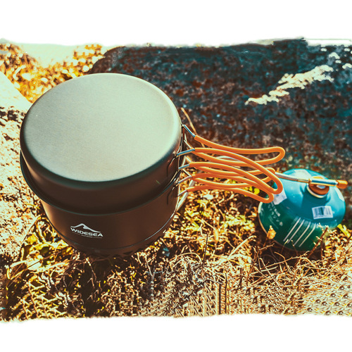 Widesea camping pot set for 2-3 people, energy-gathering camping pot, portable hiking and mountaineering outdoor cooking pot