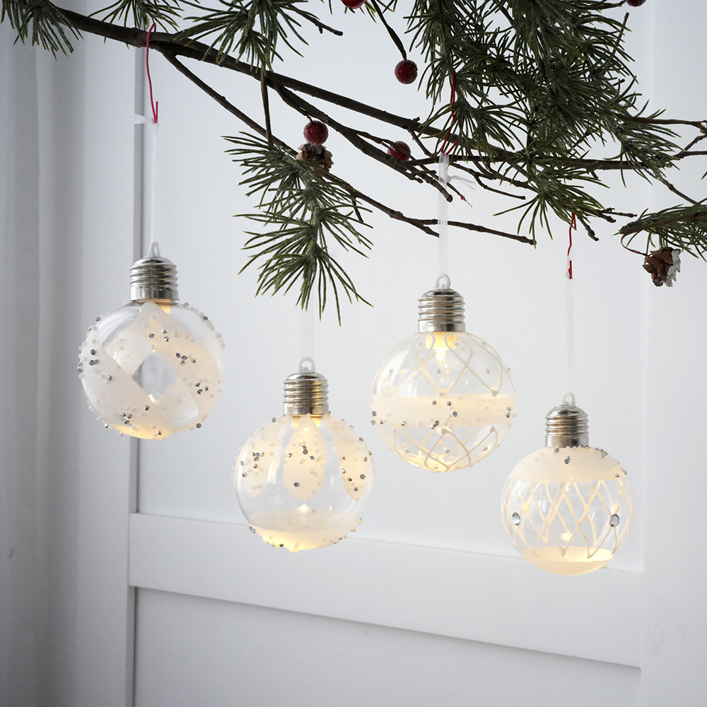 Bolas de Navidad transfronterizas decoración de Navidad colgante de árbol de Navidad lámpara luminosa bola bola de plástico accesorios de decoración de escena