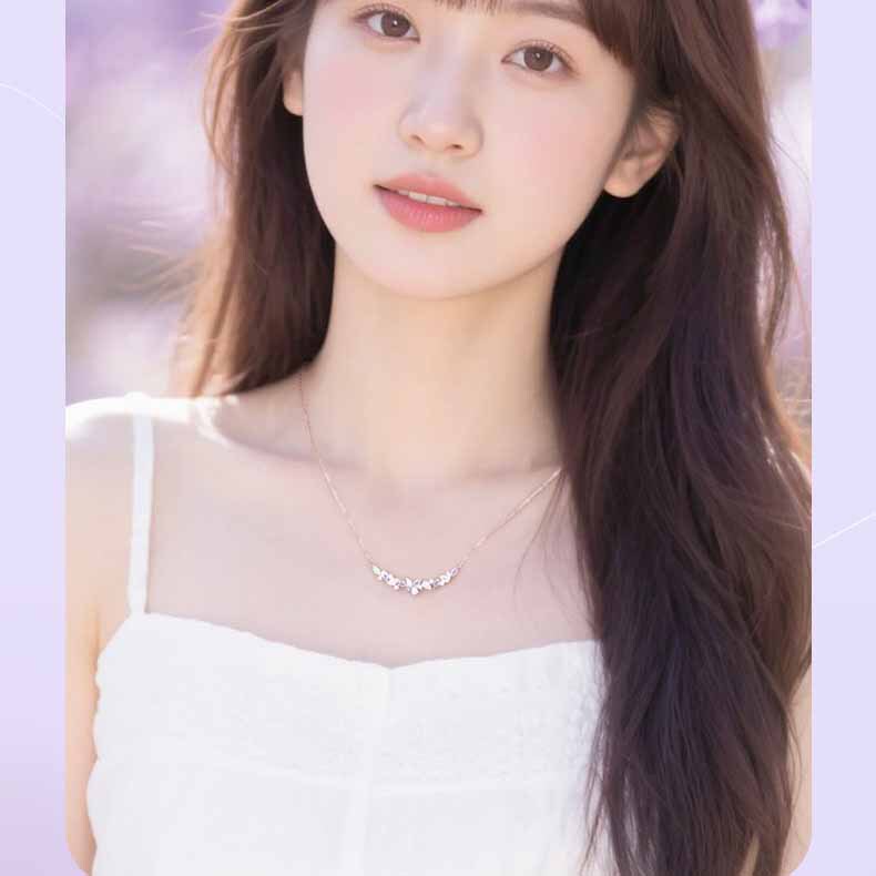 S925シルバー幸福藤の花ネックレス 女性用 軽やかな高級感 光り輝く紫色のペンダント 鎖骨チェーン 絶妙なバレンタインデーギフト|undefined