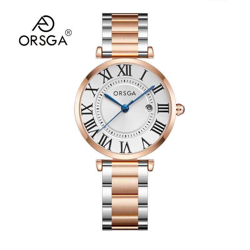 ORSGA Leisure Calendar Women's Watch Solid Steel Strip Factory Live Foreign Trade Fashion Couple Neutral Quartz Watch