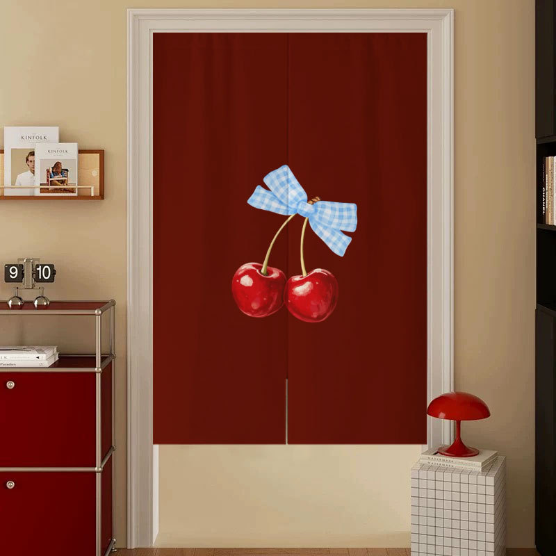 Home Door Curtain for Bedroom, No-Drill Partition Hanging Curtain, Waterproof and Stain-Resistant, Dopamine Red Home Blocking Curtain