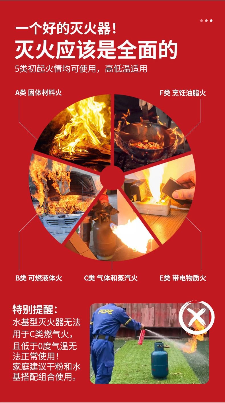 Flame Warrior Car-Mounted Dry Powder Fire Extinguisher for Automotive Fire Inspection 21B Mini Portable Fire Extinguisher