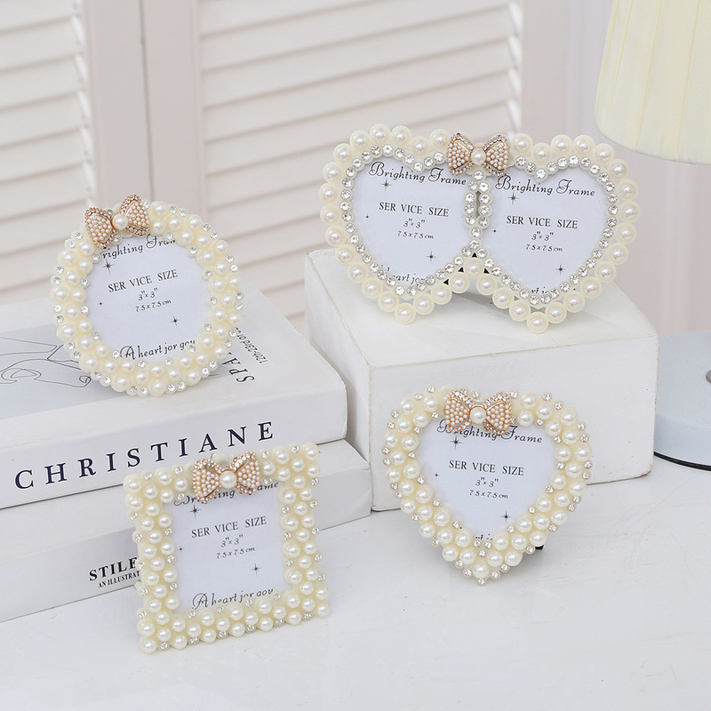 Cross-Border European-Style Exquisite Bow Pearl Photo Frame Table 3-Inch 6-Inch 7-Inch 8inch 10inch Family Portrait Combination