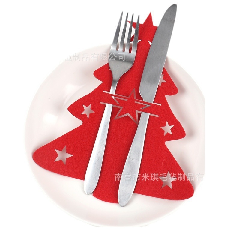 クロスボーダーフェルトナイフフォーク食器セットクリスマス食器棚フェルトクリスマスツリー食器袋祝日用品|undefined
