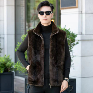 [Double-Sided Wear] New Winter Men's Jacket Double-Sided Wear Casual Thickened Imitation Mink Velvet Warm Stand Collar Vest Batch