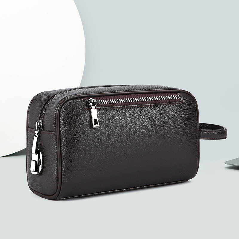 Cross-Border Men's Bag 2026 New Model Fingerprint Clutch Bag Trendy Business Casual Handbag Multi-Pocket Leather Clutch Men's Bag