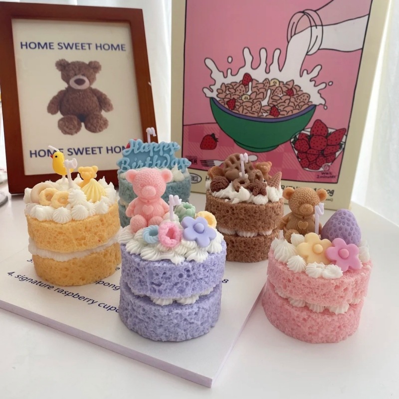 INS crema pastel de fresa aromaterapia vela galleta cumpleaños nicho avanzado regalo creativo romántico dormitorio caja de regalo