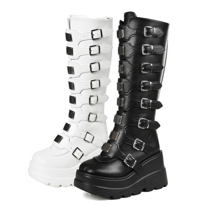 Foreign Trade Dropshipping Cross-Border Women's Boots Women's Flats Knee-High Boots Dome Back Zipper Thick Sole Foreign Trade Dropshipping Cross-Border Women's Boots Women's Flats Knee-High Boots Dome Back Zipper Thick Sole